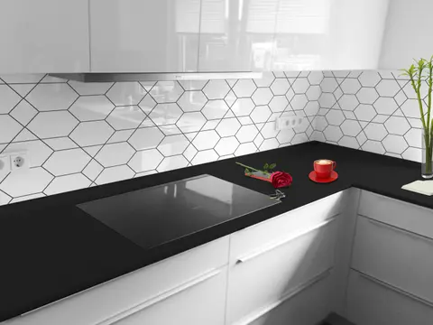 Panel szklany biały wzory geometryczne