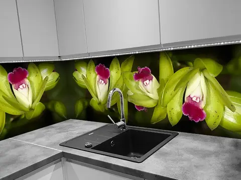 Szklo hartowane panel kuchnia orchidea zielona