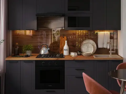Panel szklany do kuchni drewno