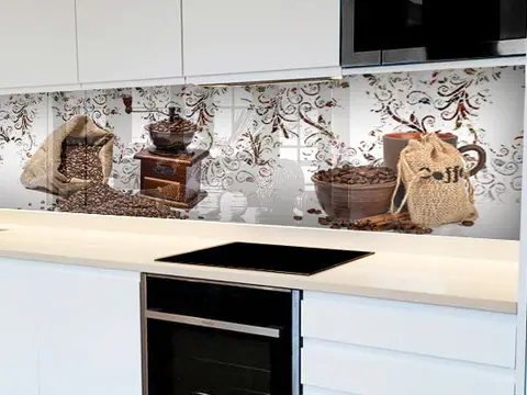Panel szklany kuchnia abstrakcja i kawa