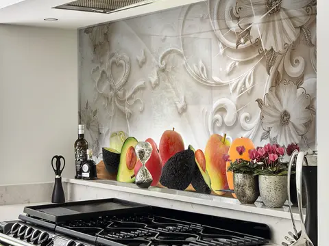 Panel szklany kuchnia owoce