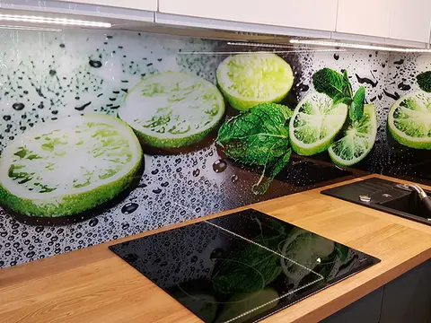 Szklany panel limonki kuchnia